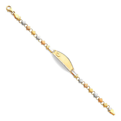 14K Tricolor Light Stampato ID Bracelet-6 inches
