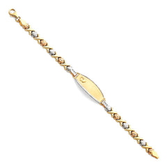 14K Tricolor Light Stampato ID Bracelet-6 inches