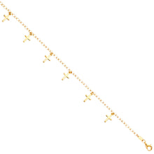 Load image into Gallery viewer, 14K Yellow Hanging Cross Bracelet