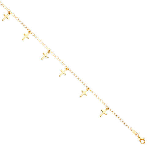 14K Yellow Hanging Cross Bracelet