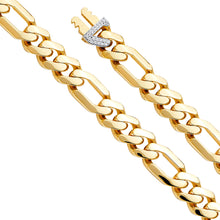 Load image into Gallery viewer, 14K Yellow 11.5mm Hollow Figaro Monaco Bracelet with CZ Lock