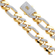 Load image into Gallery viewer, 14K Yellow 13.5mm Hollow Fig CZ Monaco Bracelet with CZ Lock