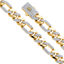 Load image into Gallery viewer, 14K Yellow 11.5mm Hollow Fig CZ Monaco Bracelet with CZ Lock