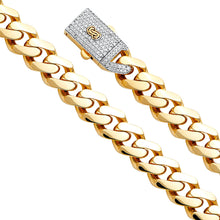 Load image into Gallery viewer, 14K Yellow 13.5mm Hollow Cuban Monaco Bracelet with CZ Lock