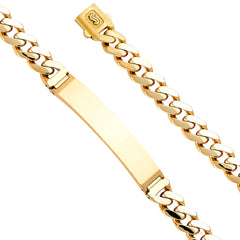 14K Yellow 9.5mm Hollow Cuban Monaco Bracelet with Plain ID