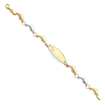 14K Tricolor Light Stampato ID Bracelet