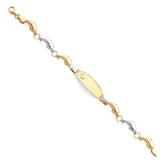 14K Tricolor Light Stampato ID Bracelet
