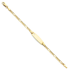 Load image into Gallery viewer, 14K Yellow Gold Figaro 3+1 Baby Oval ID with Heart Bracelet