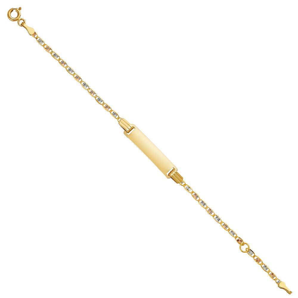 14K Tri Color Gold 2.5mm Valentino DC Baby ID Bracelet