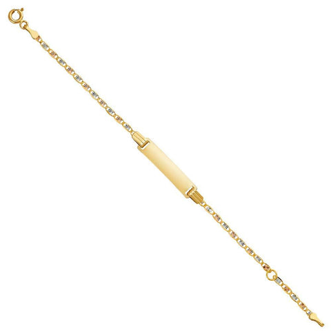 14K Tri Color Gold Valentino DC Baby ID Bracelet