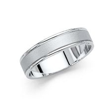 Load image into Gallery viewer, 14K White Gold Polished 5mm Sand Blast Non Sizeable Fancy Wedding Band