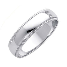 Load image into Gallery viewer, 14K White Gold 5mm Plain Regular Fit Milgrain Wedding Band