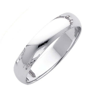 14K White Gold Polished 5mm Plain Regular Fit Wedding Band