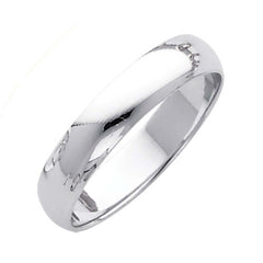 14K White Gold Polished 5mm Plain Regular Fit Wedding Band