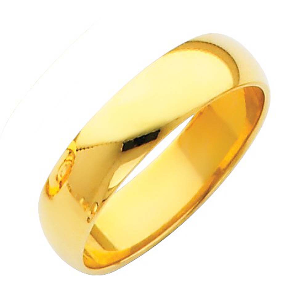 14K Yellow Gold Polished 5mm Plain Regular Fit Wedding Band