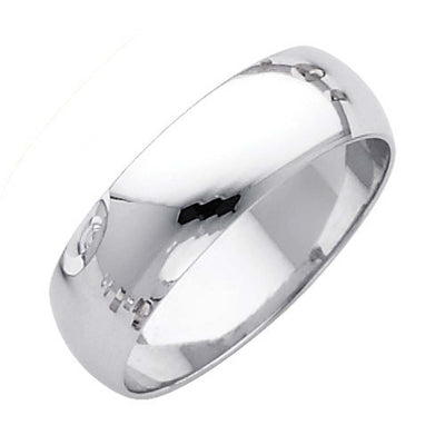 14K White Gold Polished 6mm Plain Regular Fit Wedding Band