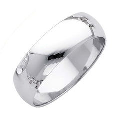 14K White Gold Polished 6mm Plain Regular Fit Wedding Band