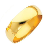 14K Yellow Gold Polished 6mm Plain Regular Fit Wedding Band