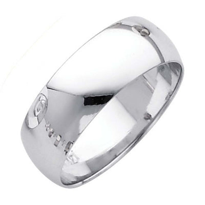 14K White Gold Polished 7mm Plain Regular Fit Wedding Band