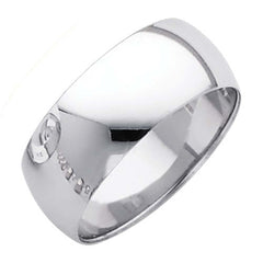 14K White Gold Polished 8mm Plain Regular Fit Wedding Band