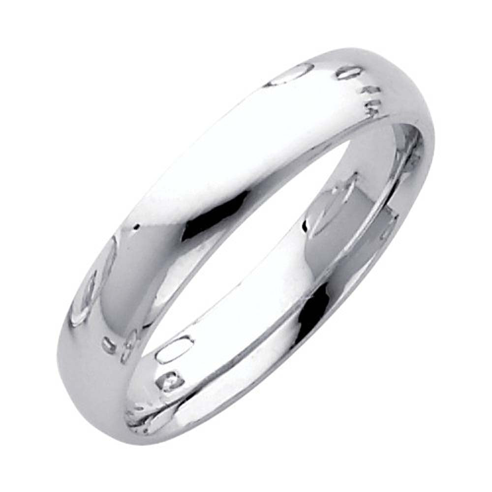 14K white Gold 4mm Plain Traditional Heavy Weight Comfort Fit Wedding Band