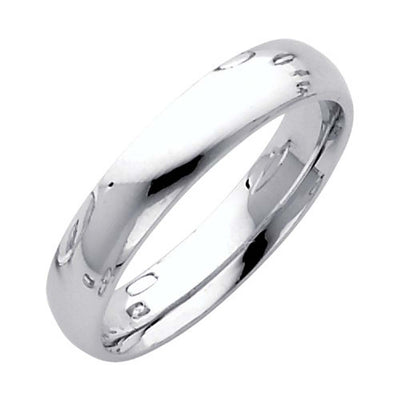 14K white Gold 4mm Plain Traditional Comfort Fit Wedding Band
