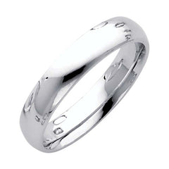 14K white Gold 4mm Plain Traditional Comfort Fit Wedding Band