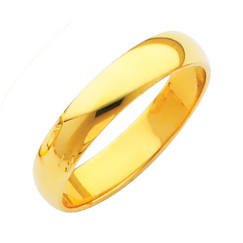 14K Yellow Gold 4mm Plain Traditional Heavy Weight Comfort Fit Wedding Band