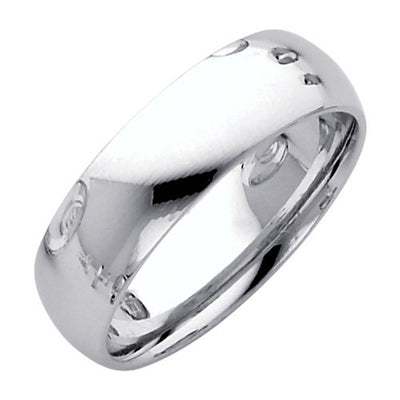 14K White Gold 6mm Plain Traditional Comfort Fit Wedding Band