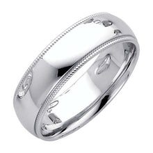 Load image into Gallery viewer, 14K white Gold 6mm Plain Traditional Heavy Weight Comfort Fit Milgrain Wedding Band