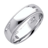 14K white Gold 6mm Plain Traditional Heavy Weight Comfort Fit Milgrain Wedding Band