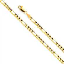 Load image into Gallery viewer, 14K Yellow Gold 3.9mm Lobster Figaro 3? Concave Light Link Chain With Spring Clasp Closure