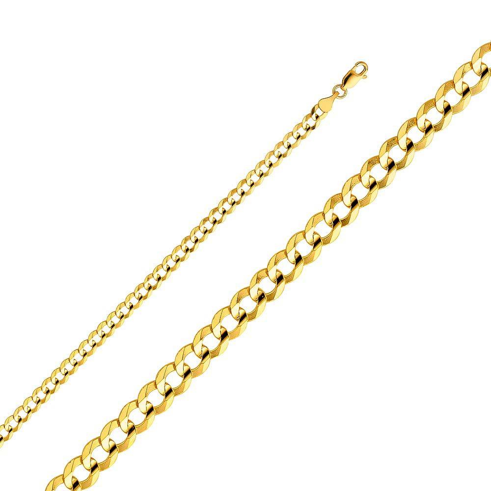 14K Yellow Gold 5.7 mm Cuban Chain Regular Link Chain With Spring Clasp Closure