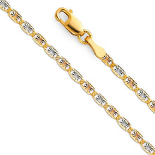 Load image into Gallery viewer, 14K Gold 2mm Spring Ring Valentino Diamond Cut 3 Color Link Chain With Spring Clasp Closure - silverdepot