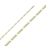 14K Yellow Gold 3.1mm Lobster Figaro 3? WP Light Link Chain With Spring Clasp Closure