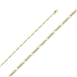 14K Yellow Gold 2.3mm Lobster Figaro 3+1 WP Light Link Chain With Spring Clasp Closure