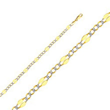 Load image into Gallery viewer, 14K Yellow Gold with Tri Color 4.8mm Lobster Stamped Figaro 3? WP Chain With Spring Clasp Closure