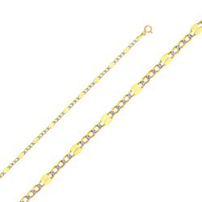 14K Yellow Gold with Tri Color 3.7mm Lobster Stamped Figaro 3+1 WP Chain With Spring Clasp Closure