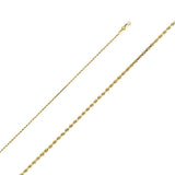 14K Yellow Gold 1.2mm Lobster Solid Rope Diamond Cut Chain With Spring Clasp Closure