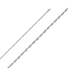 Load image into Gallery viewer, 14K White Gold 2.5mm Lobster Solid Rope Diamond Cut Light Chain With Spring Clasp Closure