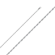Load image into Gallery viewer, 14K White Gold 2mm Lobster Solid Rope Diamond Cut Light Chain With Spring Clasp Closure