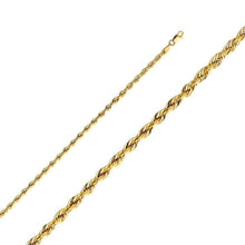 Load image into Gallery viewer, 14K Yellow Gold 3.0mm Lobster Silky Hollow Rope Diamond Cut Chain With Spring Clasp Closure