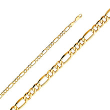 Load image into Gallery viewer, 14K Yellow Gold 5.3mm Lobster Hollow Figaro 3? Bevel Link Chain With Spring Clasp Closure