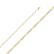 Load image into Gallery viewer, 14K Yellow Gold 2.5mm Lobster Hollow Figaro 3+1 WP Link Chain with Spring Clasp Closure