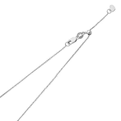 14K White Gold 1.0mm Lobster Adjustable Rolo Cable Chain With Spring Clasp Closure