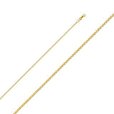 14K Yellow Gold 1.4mm Lobster Flat Open Wheat Chain With Spring Clasp Closure
