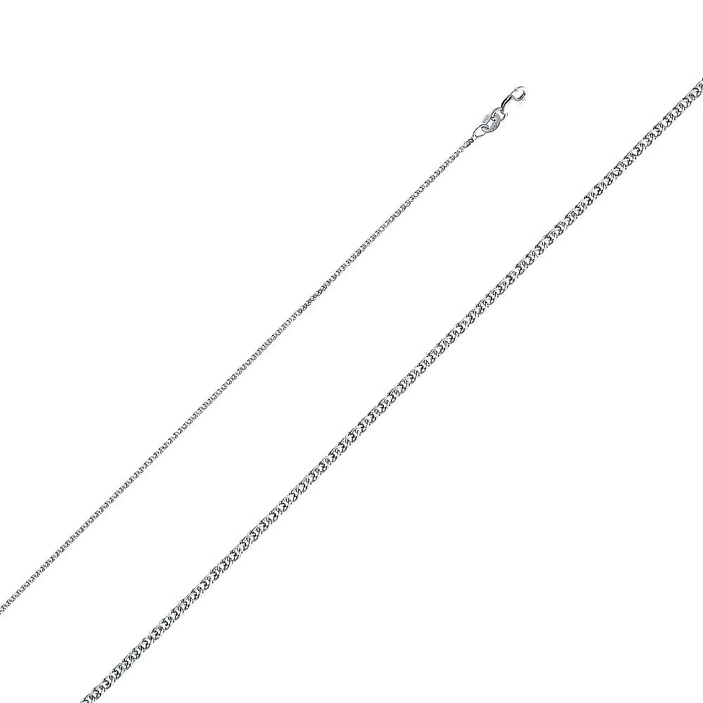 14K White Gold 1.2mm Lobster Flat Open Wheat Chain With Spring Clasp Closure