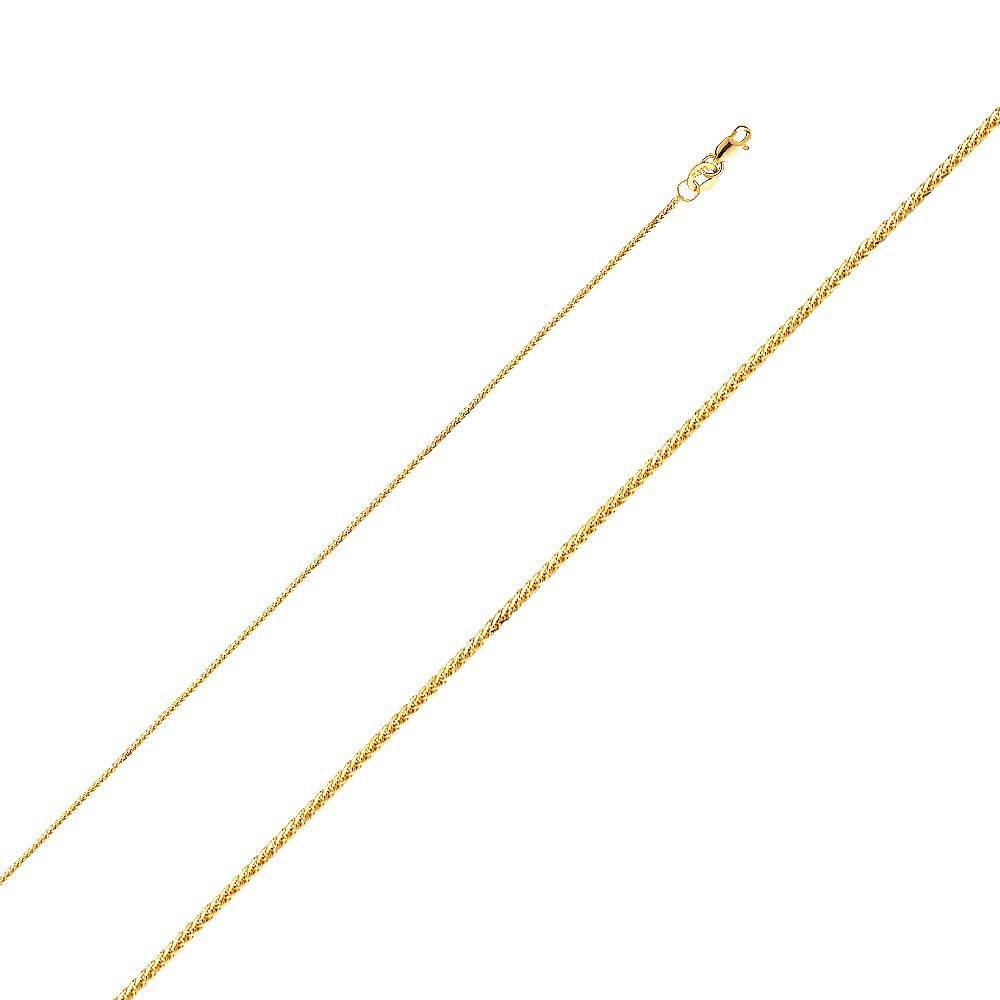 14K Yellow Gold 0.8mm with Square Wheat Chain With Spring Clasp Closure