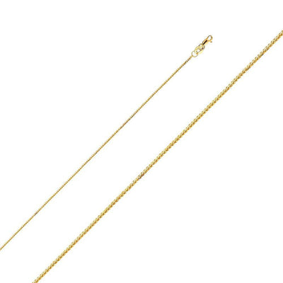 14K Yellow Gold 0.8mm with Square Wheat Chain With Spring Clasp Closure