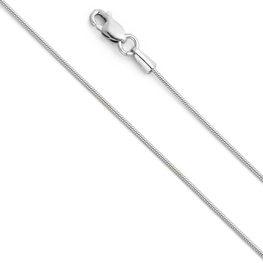 14K White Gold 0.8mm with Snake Chain With Spring Clasp Closure